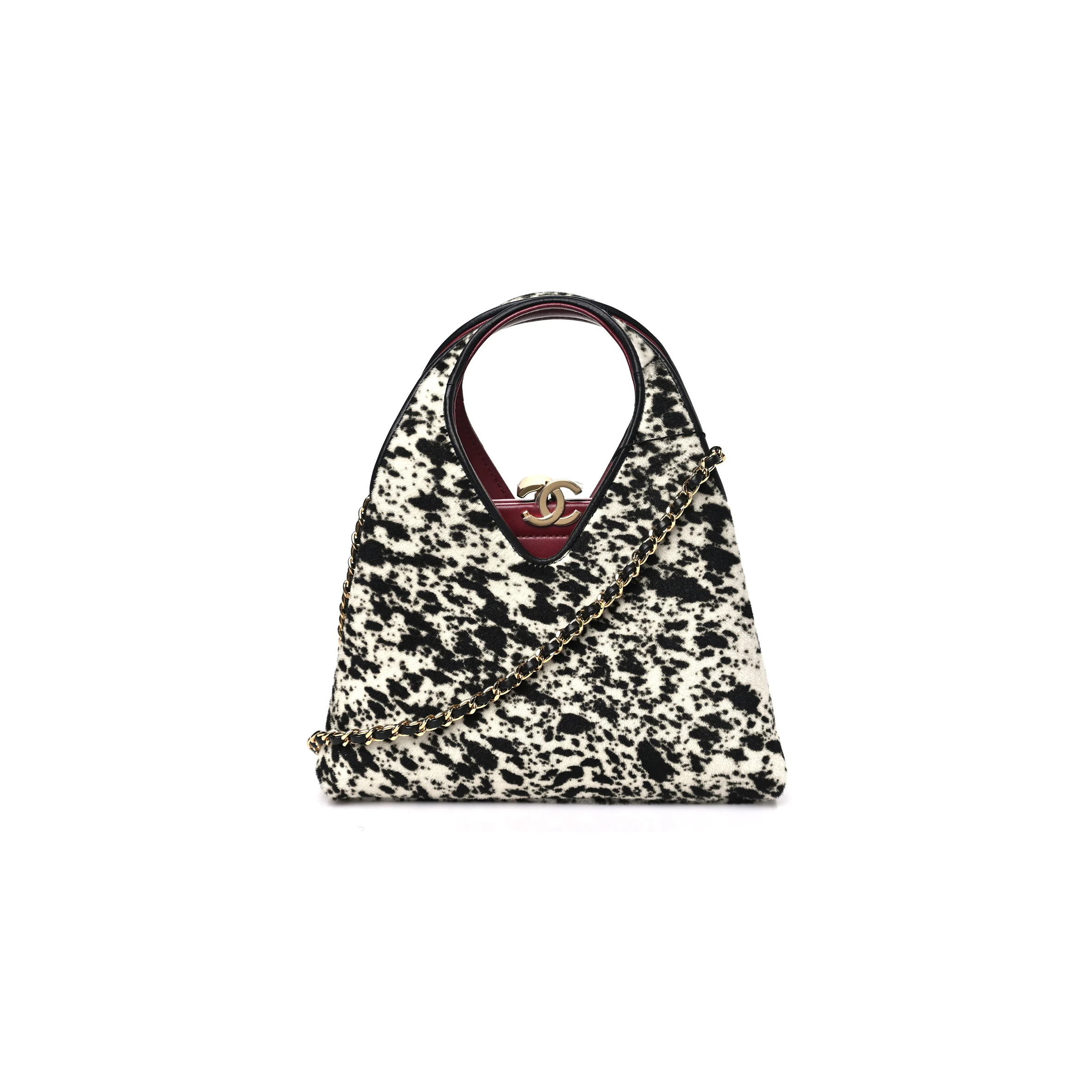 CHANEL MASTER PONY HAIR PRINTED CHIC SMALL SHOPPING TOTE WHITE BLACK AS6392 (23*15*9cm)